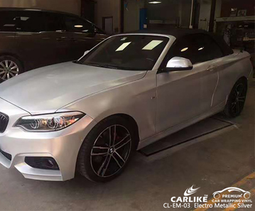 CL-EM-03 Electro Metallic Silver Vinyl Wrap Supplier For BMW