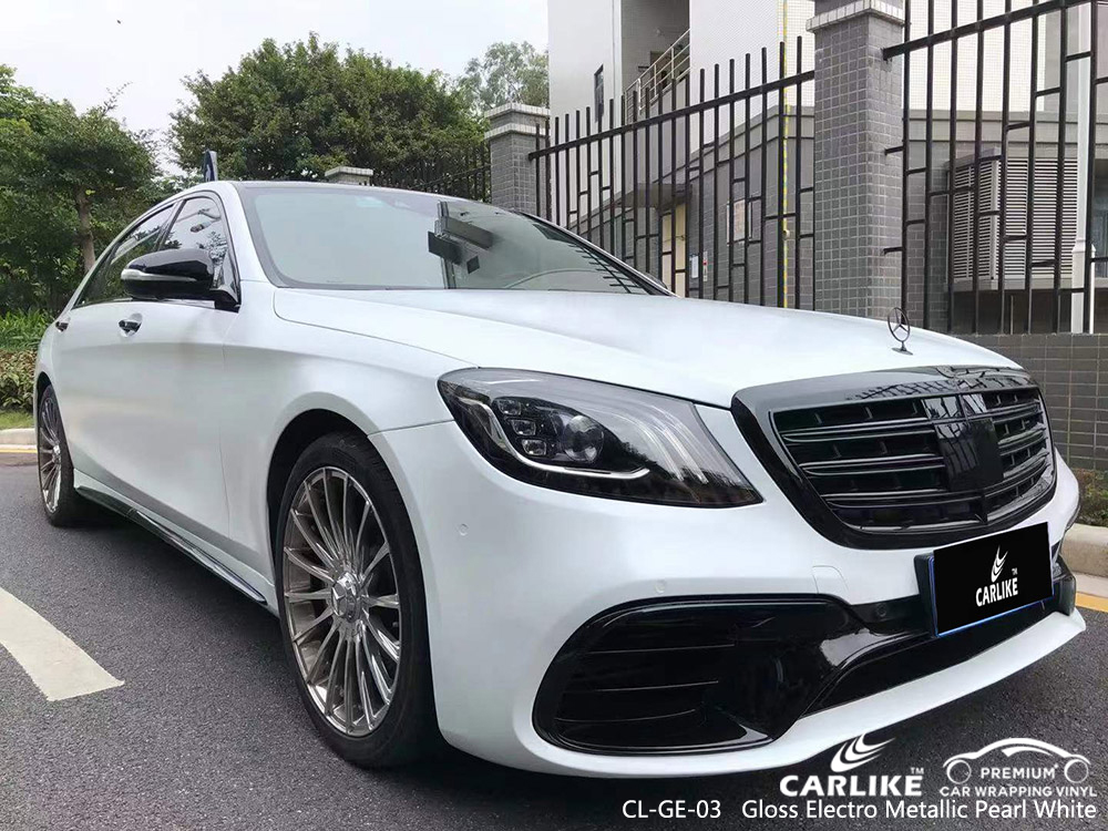 CL-GE-03 Parlak Elektro Metalik İnci Beyaz Vinil Araba Sarma Fabrikası MERCEDES-BENZ için