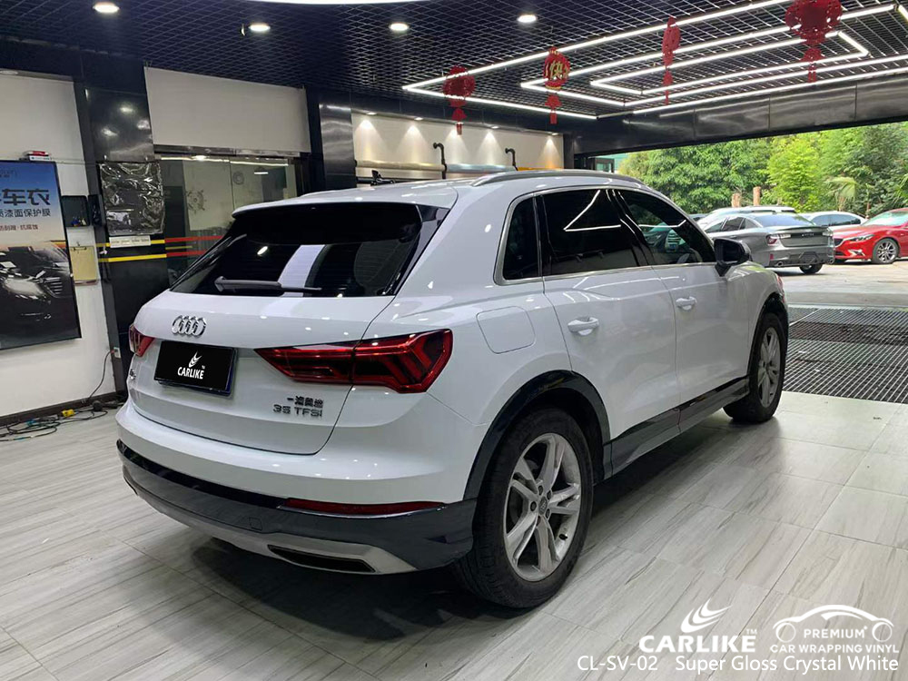 CL-SV-02 Super Gloss Crystal White Vinyl Wrap Manufacturer For AUDI