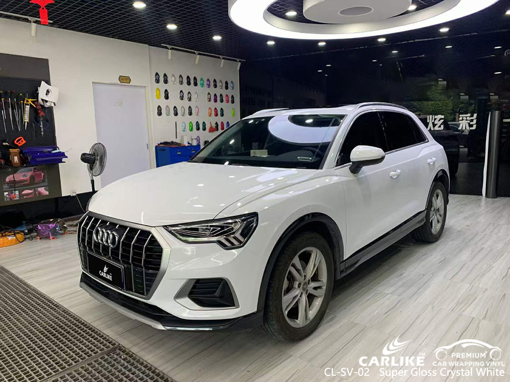 CL-SV-02 Super Gloss Crystal White Vinyl Wrap Manufacturer For AUDI
