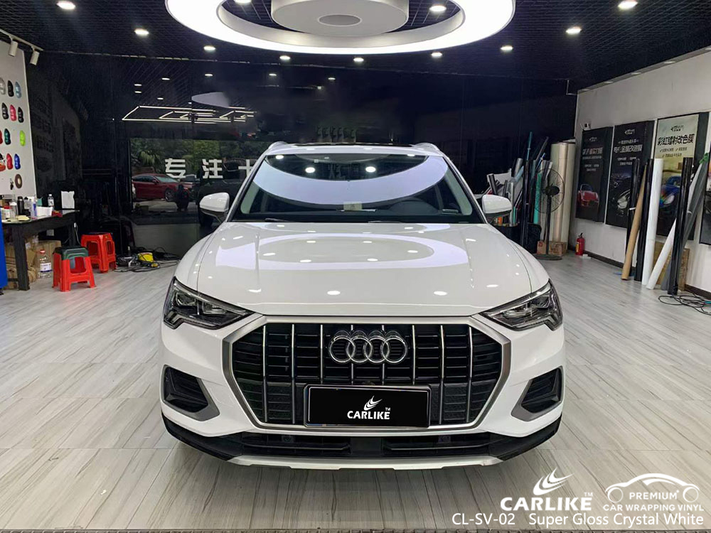CL-SV-02 Super Gloss Crystal White Vinyl Wrap Manufacturer For AUDI