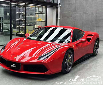 CL-SV-06 Super Gloss Crystal Ferrari Red Vinyl Car Wrap Produttore per FERRARI