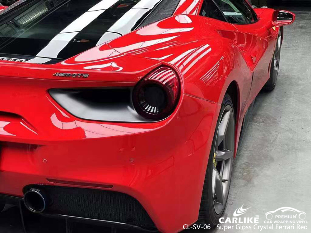 CL-SV-06 FERRARI için Süper Parlak Kristal Ferrari Kırmızı Vinil Araba Sarma Üreticisi