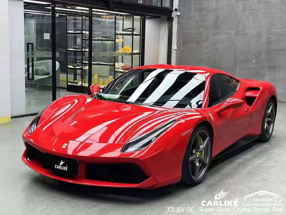 CL-SV-06 FERRARI için Süper Parlak Kristal Ferrari Kırmızı Vinil Araba Sarma Üreticisi