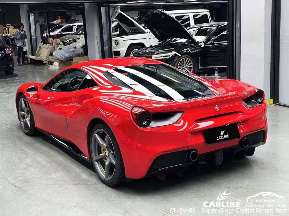 CL-SV-06 FERRARI için Süper Parlak Kristal Ferrari Kırmızı Vinil Araba Sarma Üreticisi