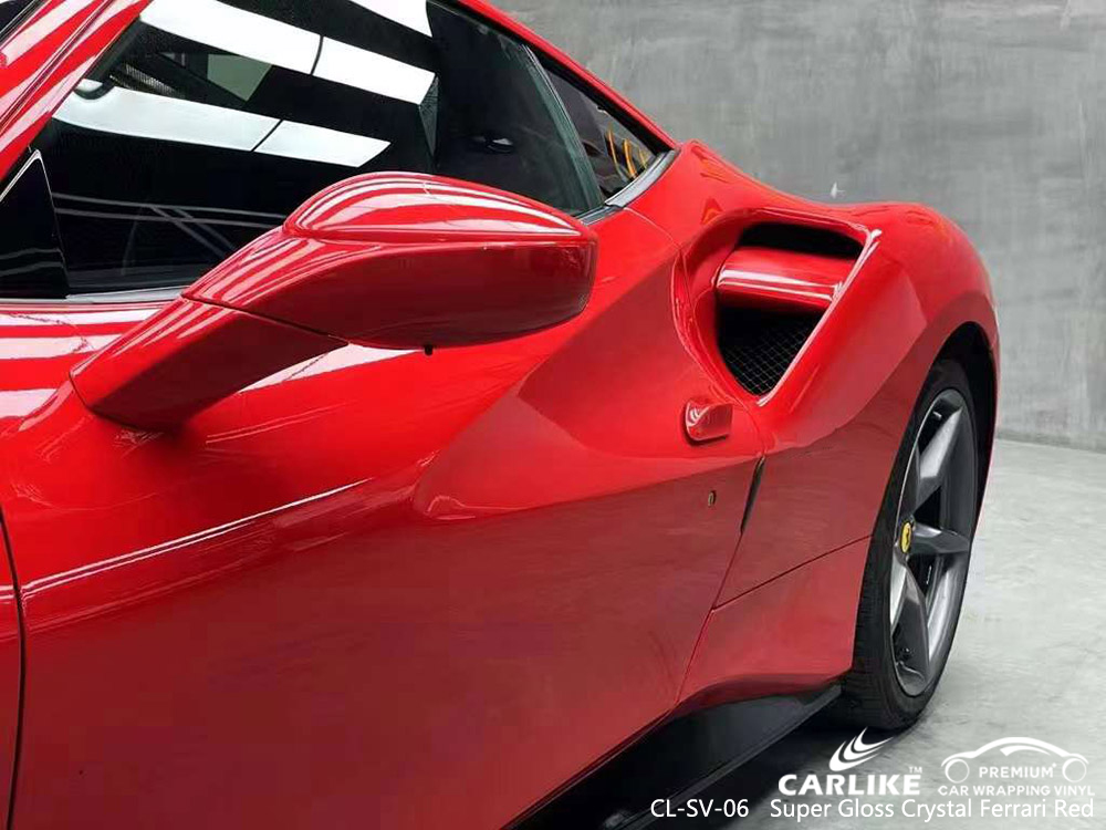 CL-SV-06 FERRARI için Süper Parlak Kristal Ferrari Kırmızı Vinil Araba Sarma Üreticisi