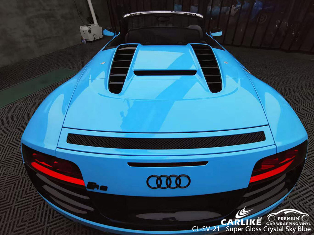 CL-SV-21 Super Gloss Crystal Sky Blue Vinyl Auto Wrap Lieferant Für AUDI