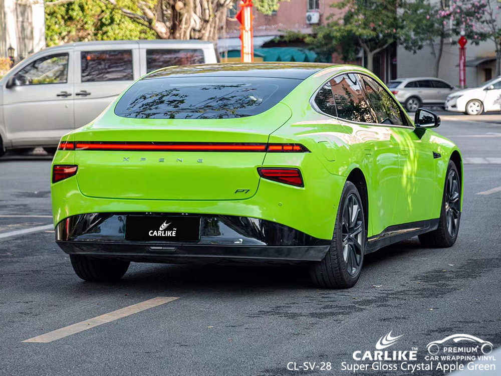 CL-SV-28 Super Gloss Crystal Apple Green Vinyl Car Wrap Manufacturer For XPENG