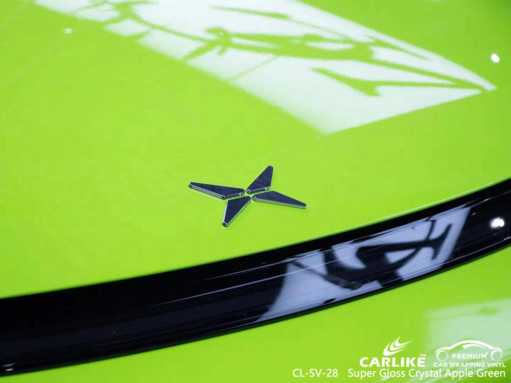 CL-SV-28 Super Gloss Crystal Apple Green Vinyl Car Wrap Manufacturer For XPENG