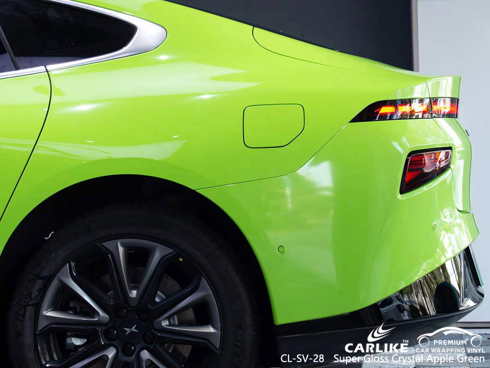 CL-SV-28 Super Gloss Crystal Apple Green Vinyl Car Wrap Manufacturer For XPENG