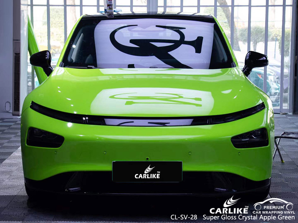 CL-SV-28 Super Gloss Crystal Apple Green Vinyl Car Wrap Manufacturer For XPENG