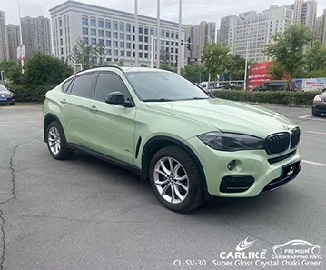 CL-SV-30 BMW için Süper Parlak Kristal Haki Yeşil Araba Vinil Wrap Malzemeleri