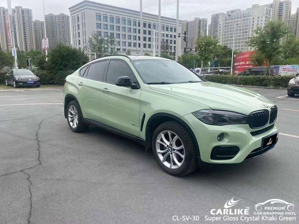 BMW için CL-SV-30 Süper Parlak Kristal Khaki Yeşil Araba Vinil Wrap Malzemeleri