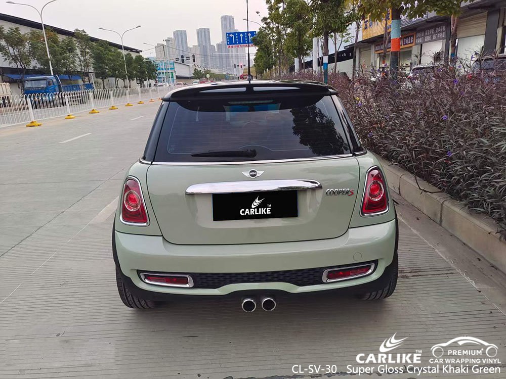 CL-SV-30 Super Gloss Crystal Khaki Green Vinyl Wrap Factory For WULING
