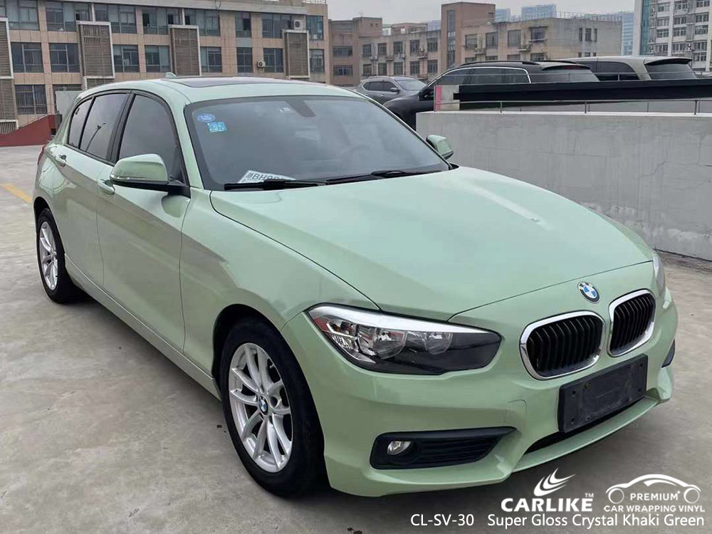 BMW için CL-SV-30 Süper Parlak Kristal Khaki Yeşil Araba Wrap Vinil Fabrikası