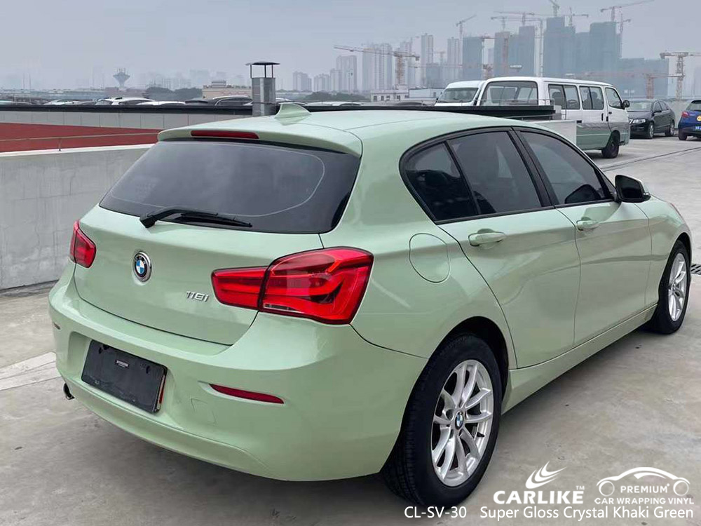 CL-SV-30 Super Gloss Crystal Khaki Green Car Wrap Vinyl Factory For BMW