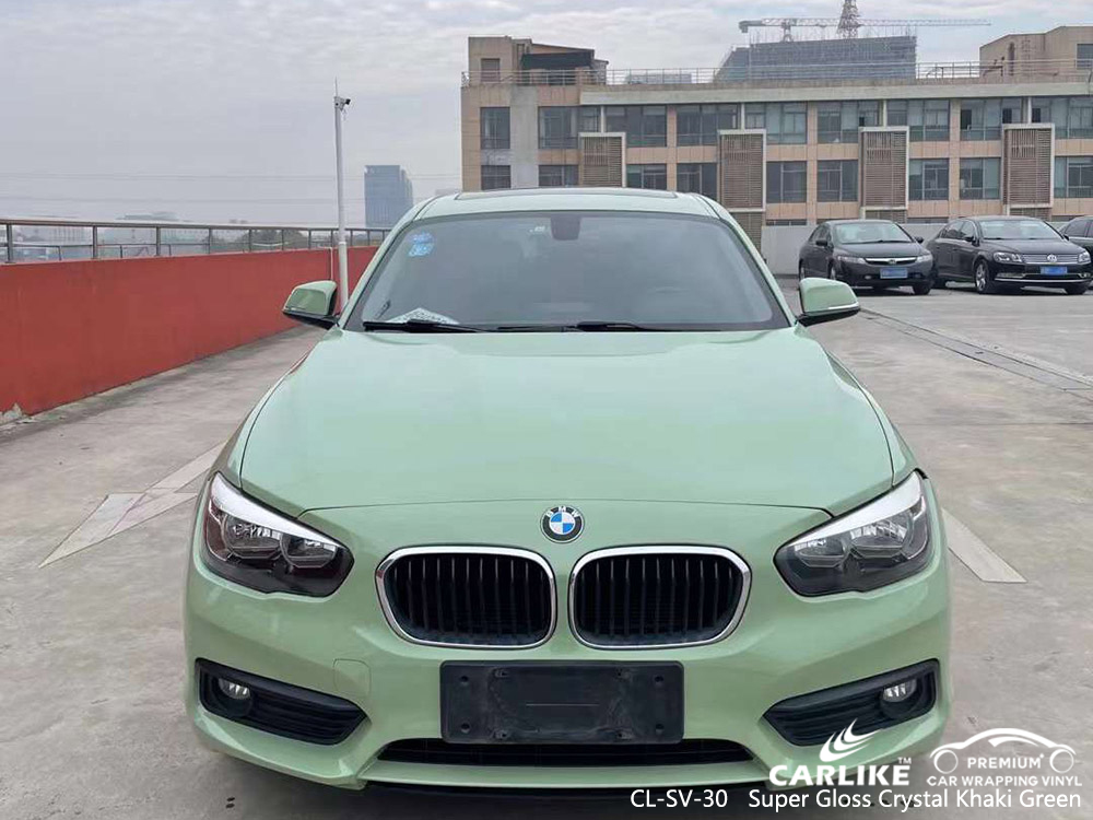 BMW için CL-SV-30 Süper Parlak Kristal Khaki Yeşil Araba Wrap Vinil Fabrikası