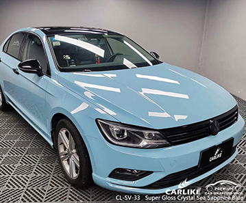 CL-SV-33 Super Gloss Crystal Sea Saphir Blue Vinyl Auto Wrap Fabrik für VOLKSWAGEN