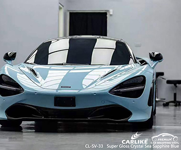 CL-SV-33 Super Gloss Crystal Sea Safira Azul Vinil Auto Wrap Factory Para MCLAREN