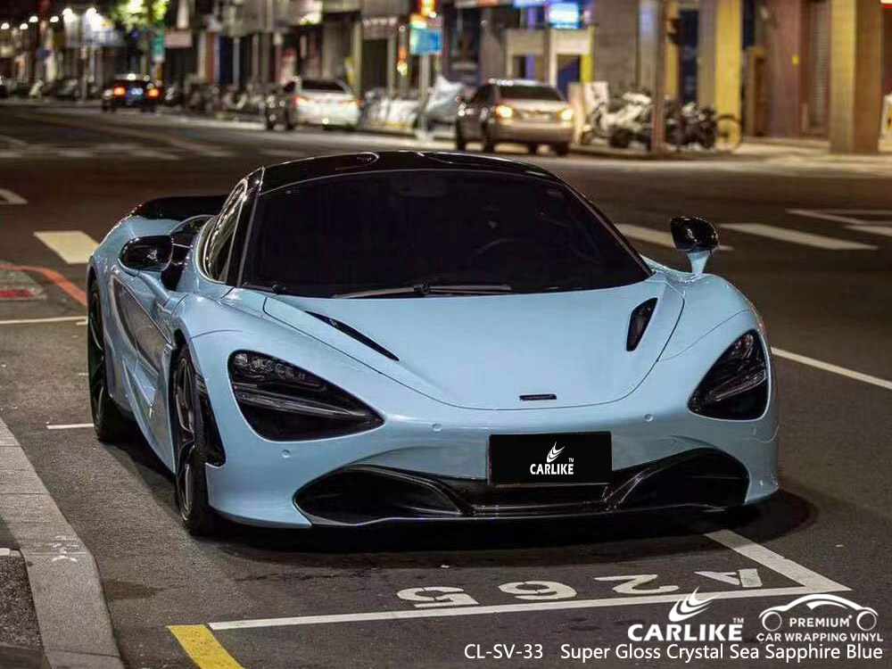 CL-SV-33 Super Gloss Cristal Safira Mar Azul Vinil Auto Wrap Factory Para MCLAREN