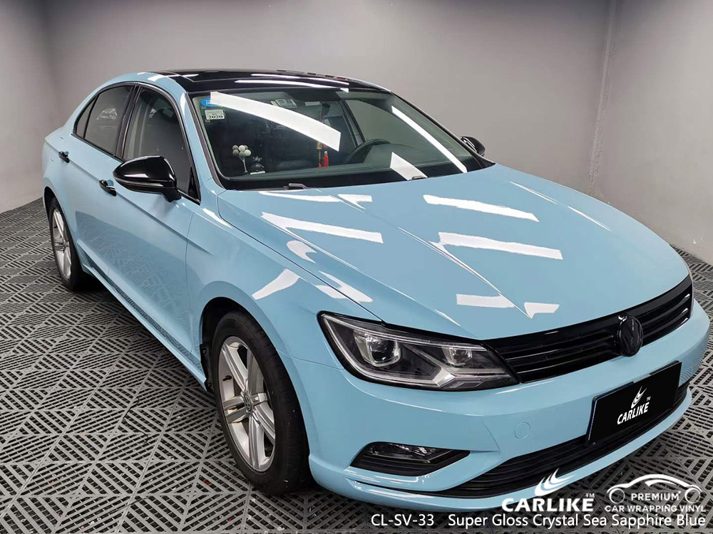 CL-SV-33 Super Gloss Cristal Safira Mar Azul Vinil Auto Wrap Factory Para VOLKSWAGEN