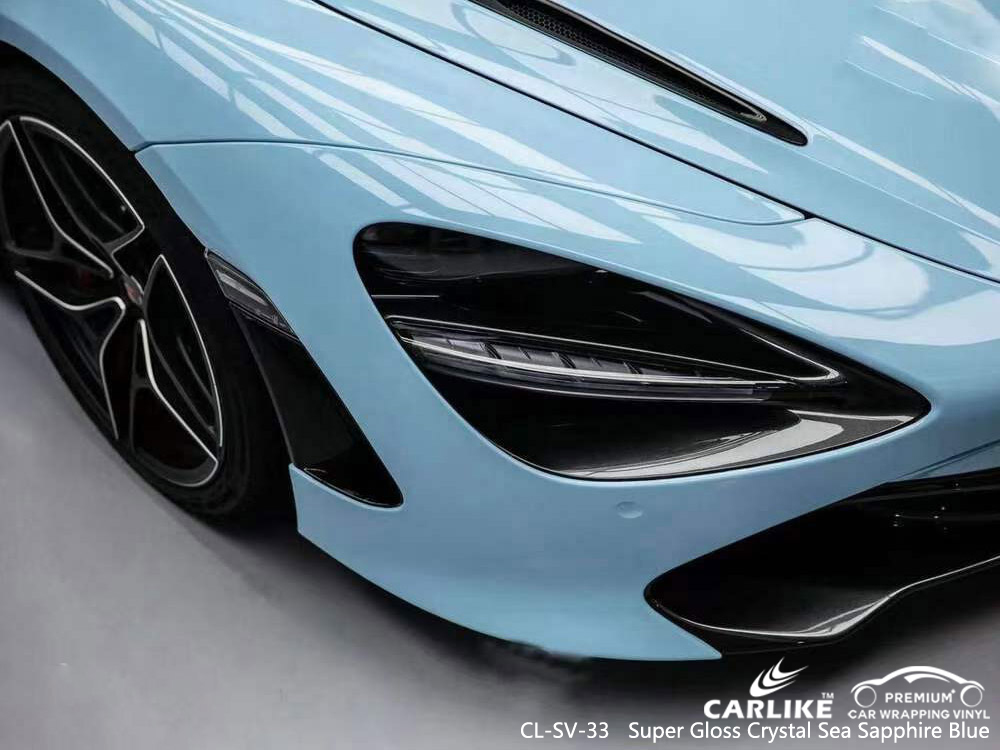 CL-SV-33 Super Gloss Cristal Safira Mar Azul Vinil Auto Wrap Factory Para MCLAREN