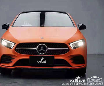 CL-MS-04 Super Matte Satin Laranja Car Wrap Vinyl Factory Para MERCEDES-BENZ