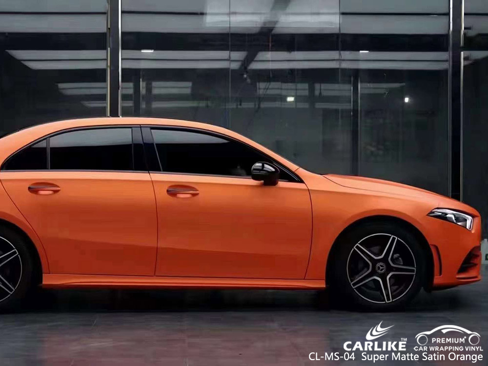 CL-MS-04 Super Matte Satin Orange Auto Wrap Vinyl Fabrik Für MERCEDES-BENZ