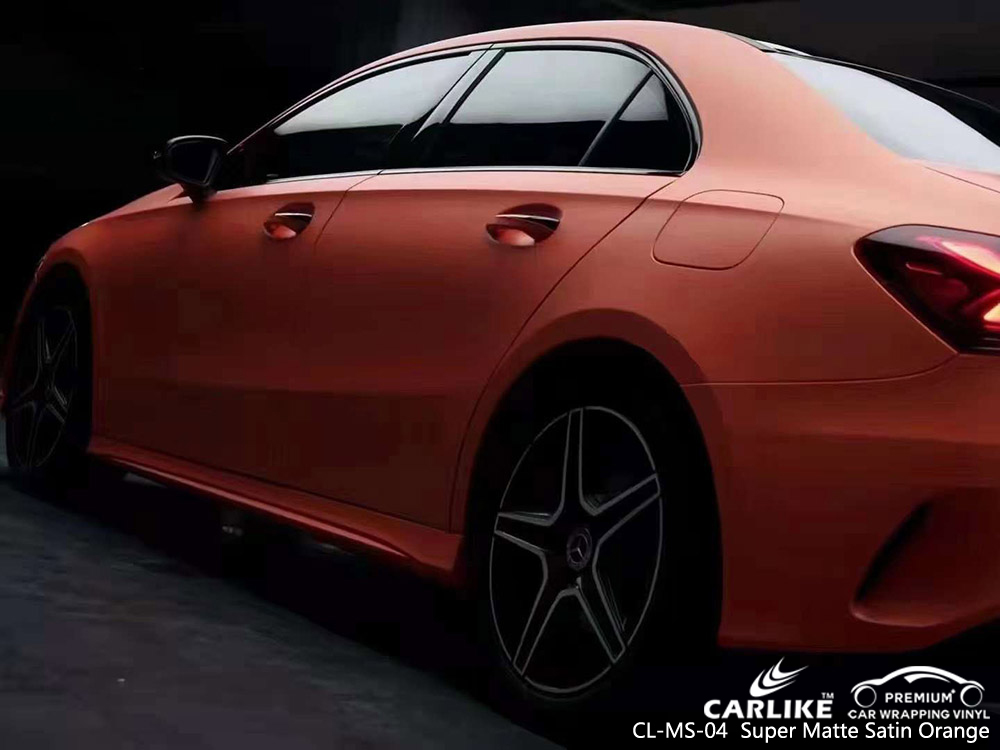 CL-MS-04 Super Matte Satin Laranja Car Wrap Vinyl Factory Para MERCEDES-BENZ