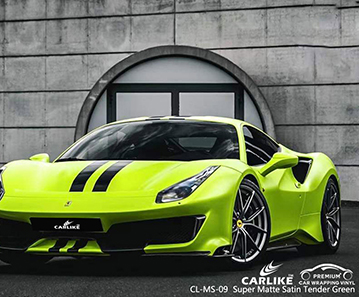 CL-MS-09 Super Matte Satin Tender Green Vinyl Car Wrap Manufacturer For FERRARI