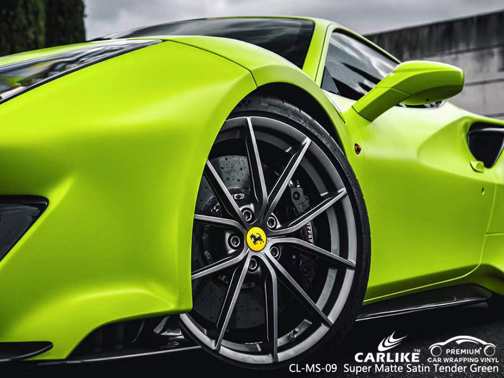 CL-MS-09 Super Matte Satin Tender Green Vinyl Car Wrap Fabricante Para FERRARI