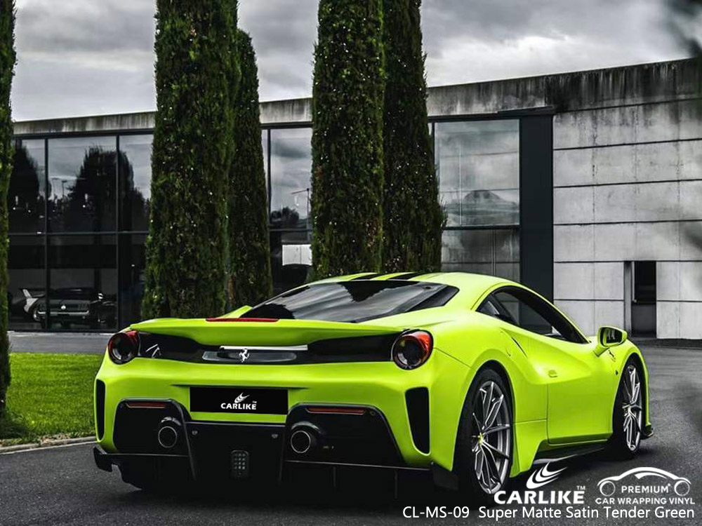 CL-MS-09 Super Matte Satin Tender Green Vinyl Car Wrap Produttore per FERRARI