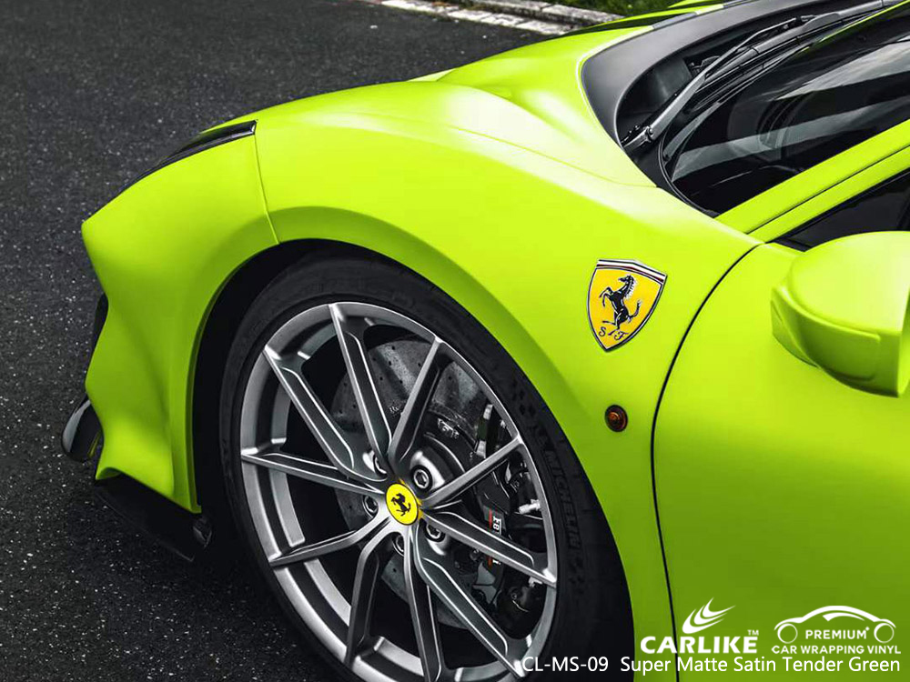 CL-MS-09 Super Matte Satin Tender Green Vinyl Car Wrap Fabricante Para FERRARI