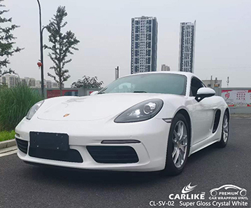 CL-SV-02 PORSCHE için Süper Parlak Kristal Beyaz Araba Vinil Tedarikçi