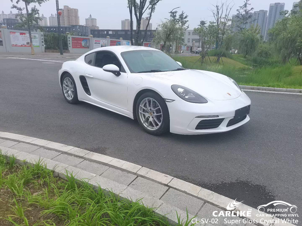 PORSCHE için CL-SV-02 Süper Parlak Kristal Beyaz Araba Vinil Tedarikçi