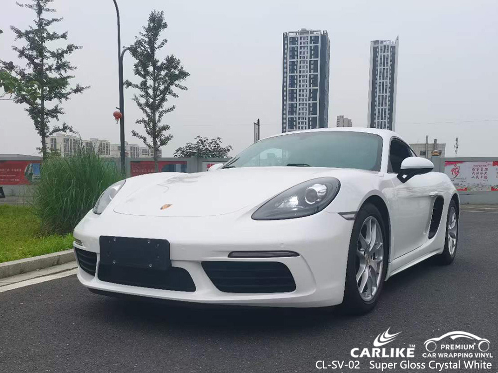 PORSCHE için CL-SV-02 Süper Parlak Kristal Beyaz Araba Vinil Tedarikçi