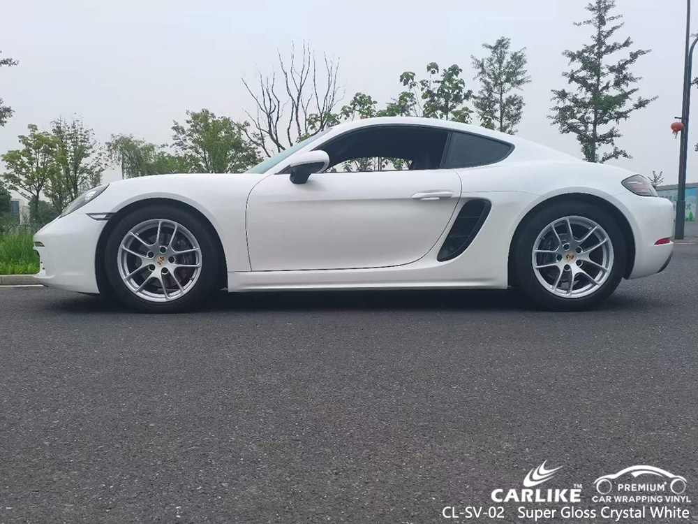 CL-SV-02 Super Gloss Crystal White Auto Vinyl Lieferant Für PORSCHE