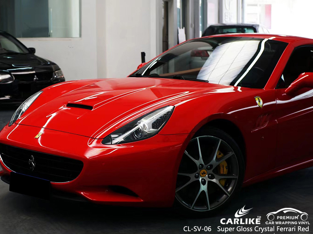 CL-SV-06 FERRARI için Süper Parlak Kristal Ferrari Kırmızı Vinil Araç Sarma Fabrikası