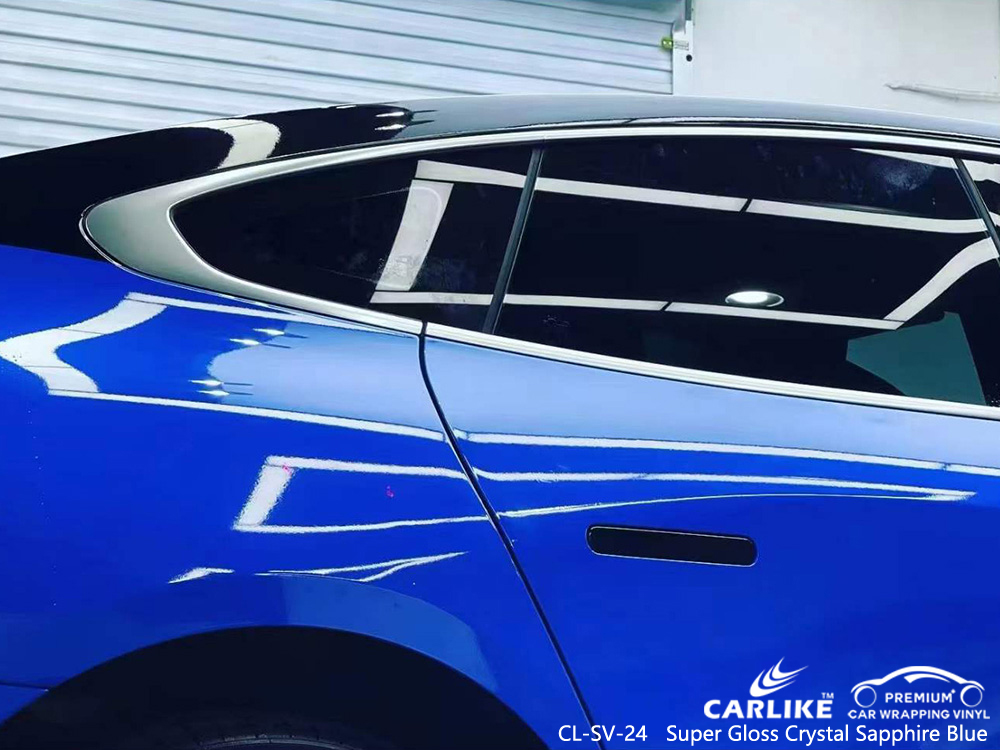 CL-SV-24 Super Gloss Crystal Sapphire Blue Car Vinyl Fornecedor Para XPENG