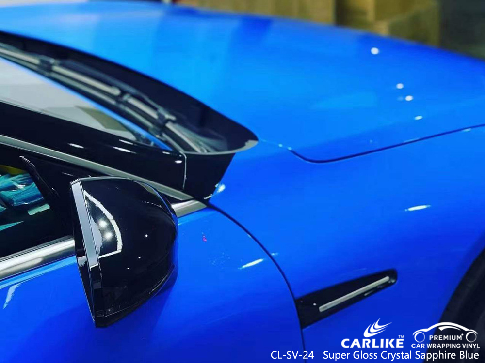 CL-SV-24 Super Gloss Crystal Sapphire Blue Car Vinyl Fornecedor Para XPENG