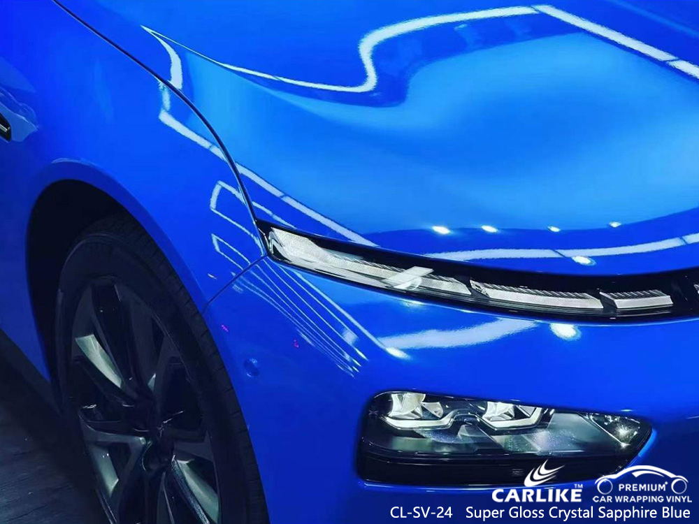 CL-SV-24 Super Gloss Crystal Sapphire Blue Car Vinyl Fornecedor Para XPENG