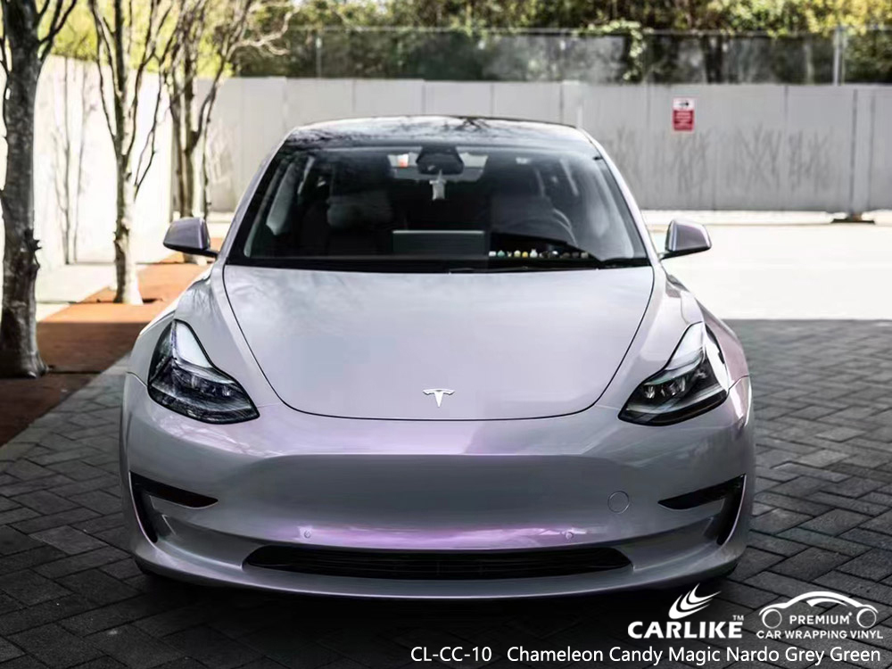 CL-CC-10 Chameleon Candy Magic Nardo Grau Grün Vinyl Auto Wrap Factory Für TESLA