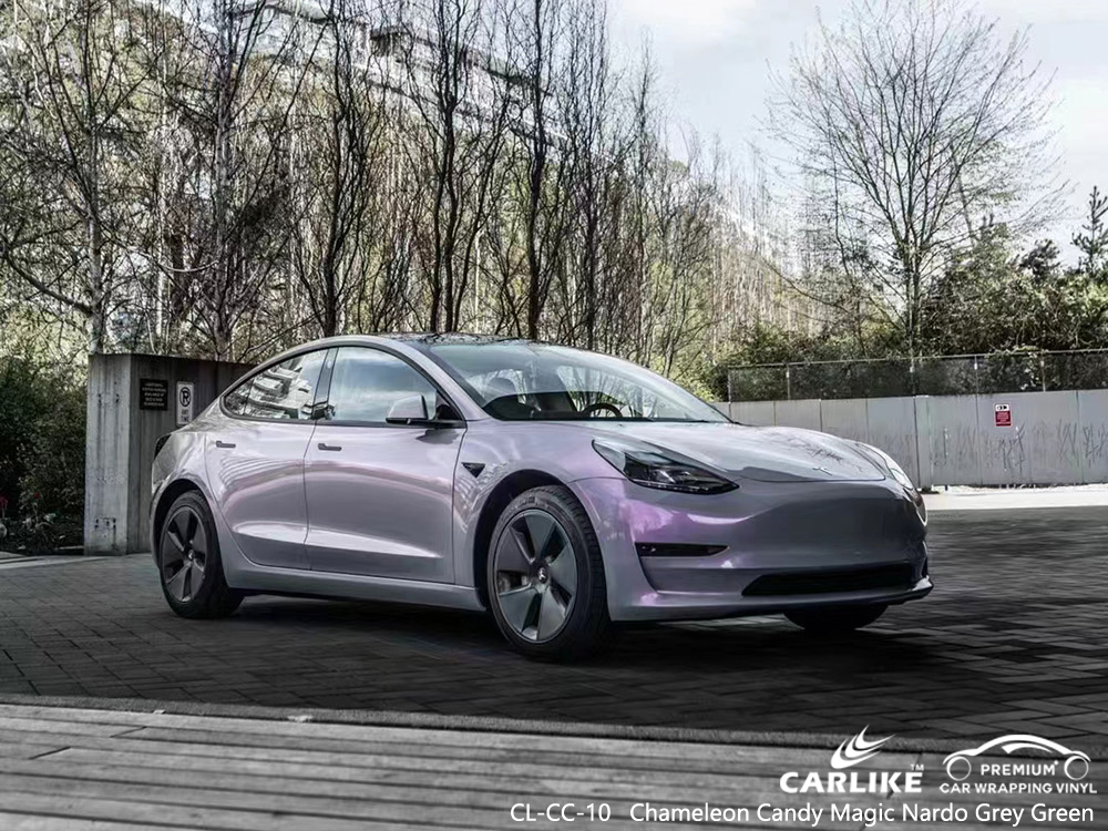 CL-CC-10 Chameleon Candy Magic Nardo Grau Grün Vinyl Auto Wrap Factory Für TESLA