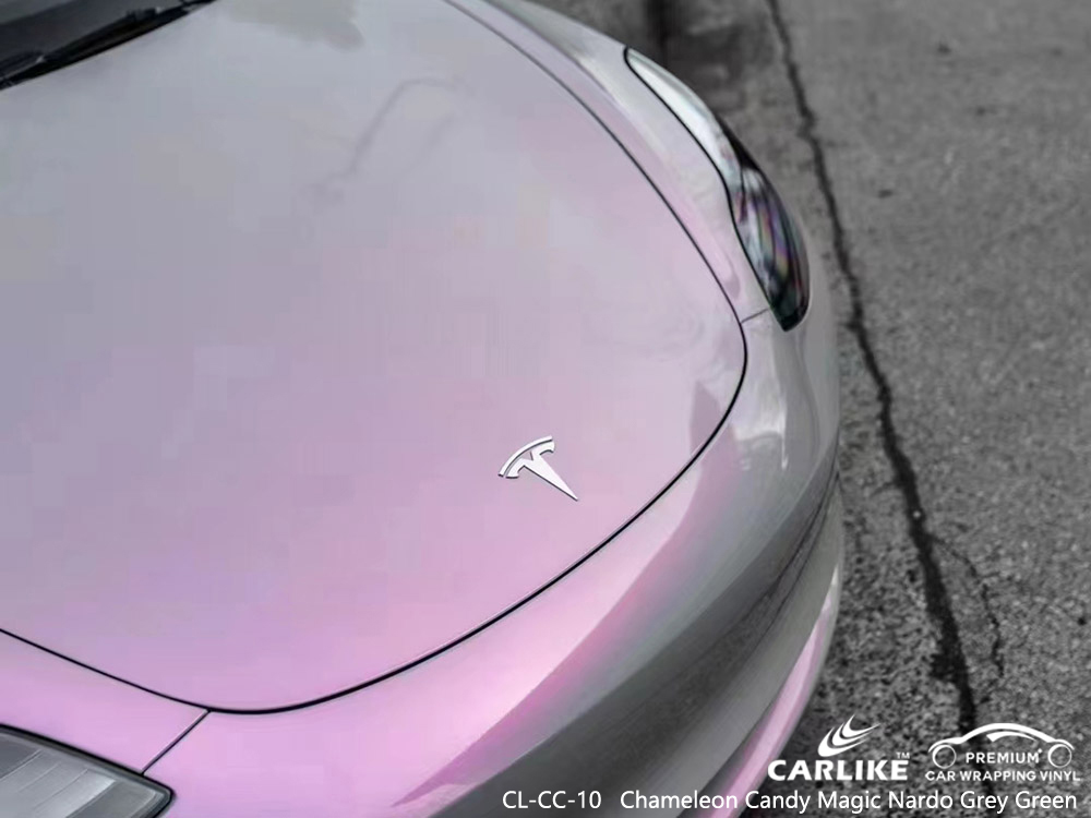 CL-CC-10 Chameleon Candy Magic Nardo Grau Grün Vinyl Auto Wrap Factory Für TESLA