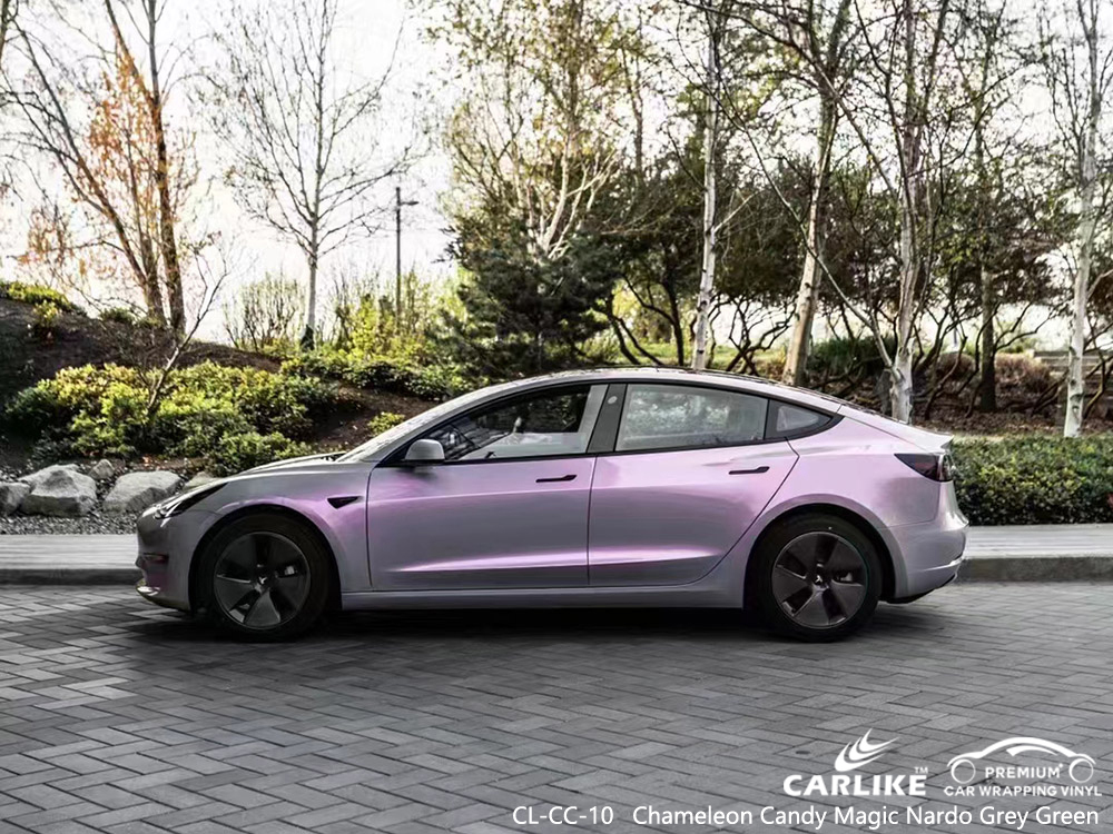 CL-CC-10 Chameleon Candy Magic Nardo Grau Grün Vinyl Auto Wrap Factory Für TESLA