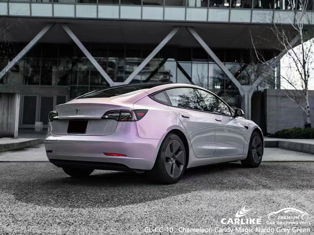 CL-CC-10 Chameleon Candy Magic Nardo Grigio Verde Vinile Auto Wrap Factory Per TESLA