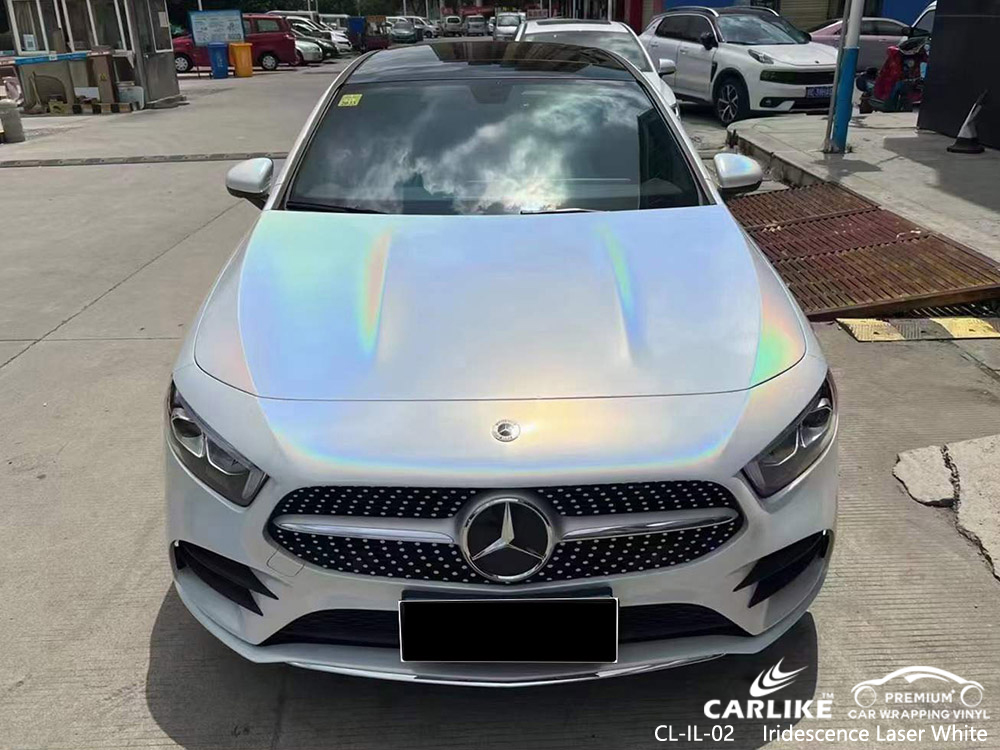 MERCEDES-BENZ için CL-IL-02 Iridescence Lazer Beyaz Araba Vinil Wrap Malzemeleri