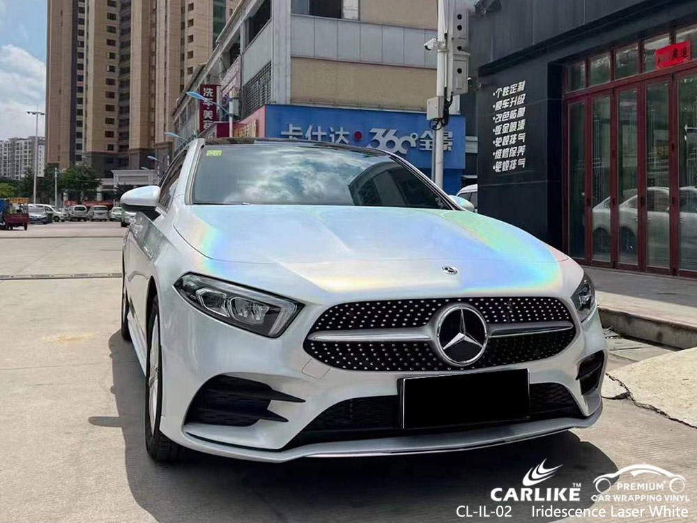 MERCEDES-BENZ için CL-IL-02 Iridescence Lazer Beyaz Araba Vinil Wrap Malzemeleri