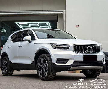 CL-MW-05 VOLVO için Mat Sihirli Beyaz Altın Vinil Otomatik Sarma Tedarikçisi