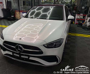 CL-SV-02 Super Gloss Crystal White Vinyl Auto Wrap Factory For MERCEDES-BENZ